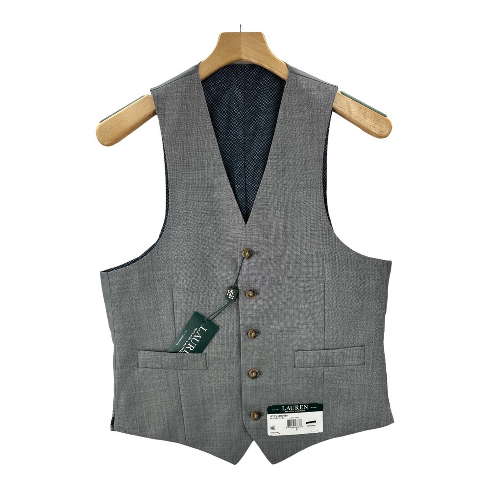 Lauren Ralph Lauren Mens Five Button Hitchcock Vest Light Gray Pocket S New